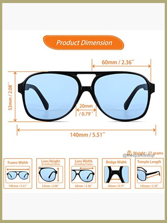 Retro Aviator Sunglasses, Plastic Frame, Polycarbonate Lens main image 4
